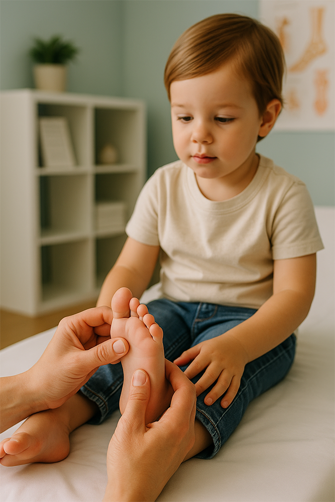 Child in a foot exam